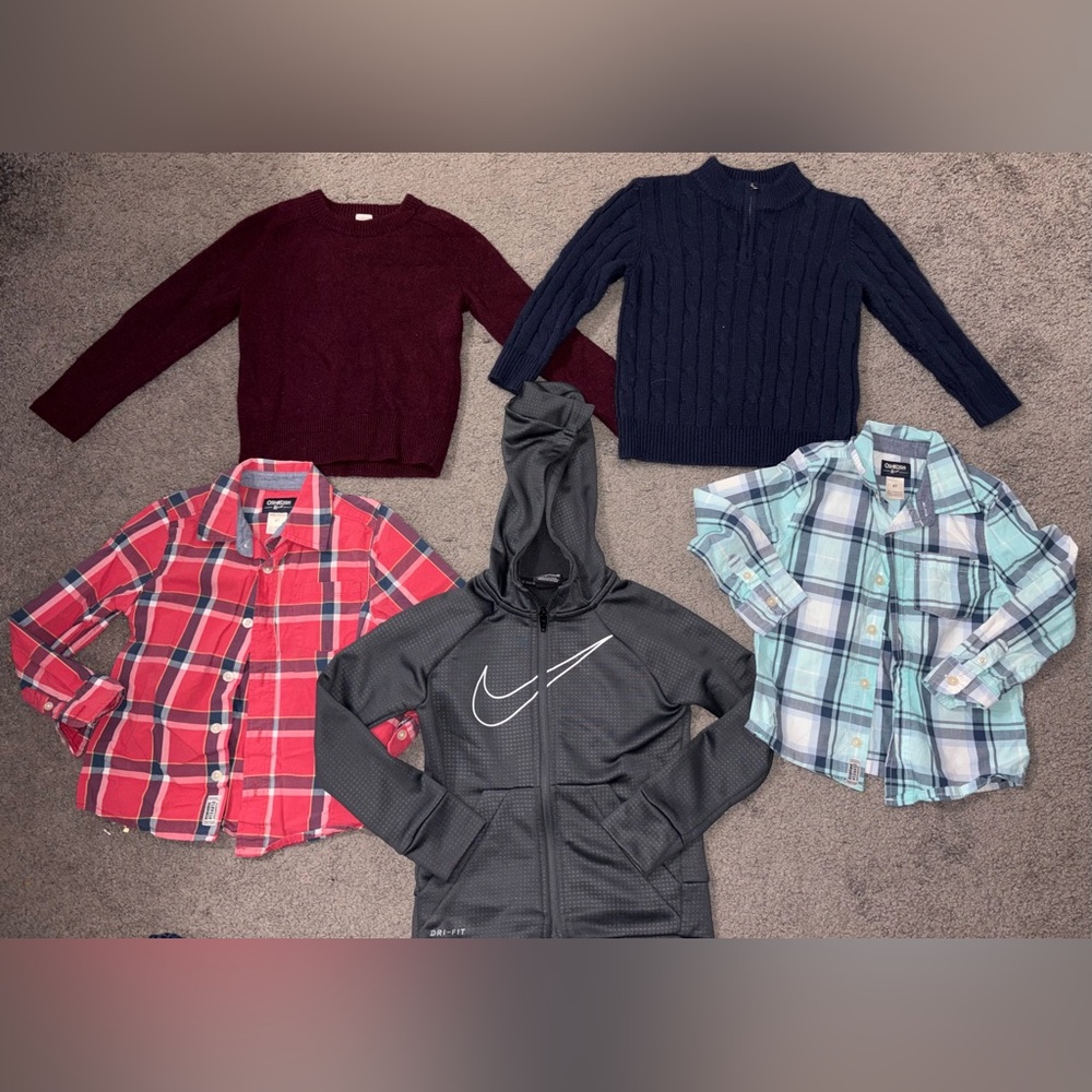 ❄️ Boys 4T Winter Clothing Bundle – Crewcuts, Nike & OshKosh (Set of 5)